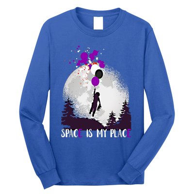 Asexual And Teddy Floating Space Is My Place Asexuality Gift Long Sleeve Shirt