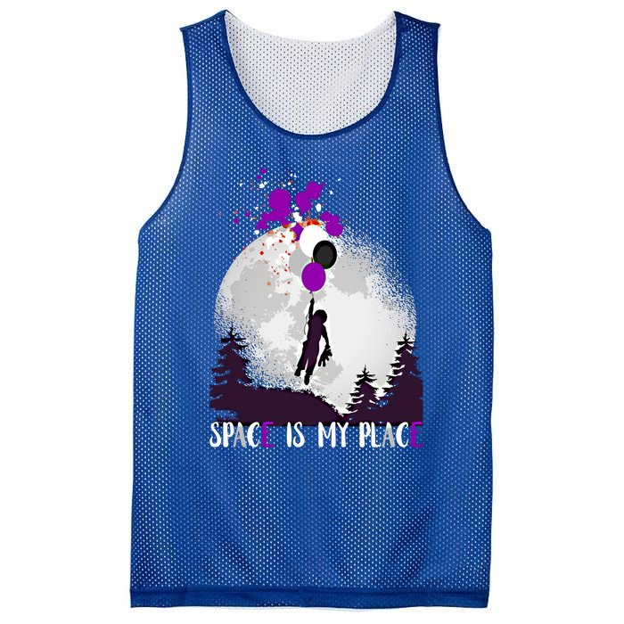 Asexual And Teddy Floating Space Is My Place Asexuality Gift Mesh Reversible Basketball Jersey Tank