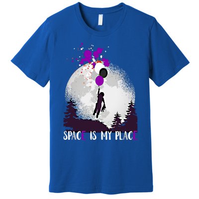 Asexual And Teddy Floating Space Is My Place Asexuality Gift Premium T-Shirt