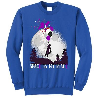 Asexual And Teddy Floating Space Is My Place Asexuality Gift Tall Sweatshirt