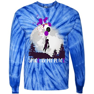 Asexual And Teddy Floating Space Is My Place Asexuality Gift Tie-Dye Long Sleeve Shirt