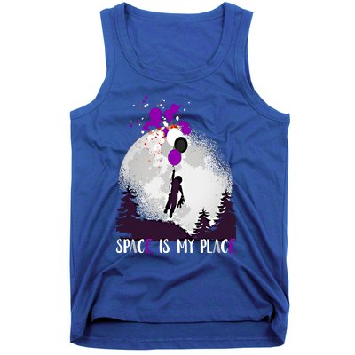 Asexual And Teddy Floating Space Is My Place Asexuality Gift Tank Top