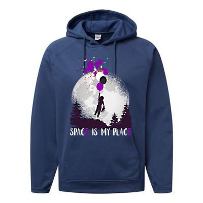 Asexual And Teddy Floating Space Is My Place Asexuality Gift Performance Fleece Hoodie