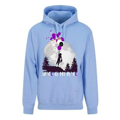 Asexual And Teddy Floating Space Is My Place Asexuality Gift Unisex Surf Hoodie