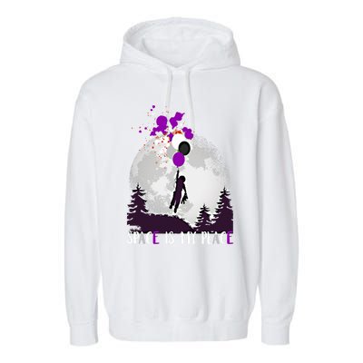 Asexual And Teddy Floating Space Is My Place Asexuality Gift Garment-Dyed Fleece Hoodie