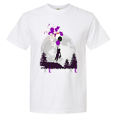 Asexual And Teddy Floating Space Is My Place Asexuality Gift Garment-Dyed Heavyweight T-Shirt