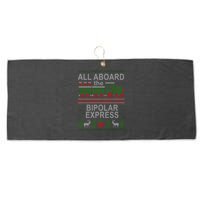 All Aboard The Bipolar Express Ugly Christmas Large Microfiber Waffle Golf Towel