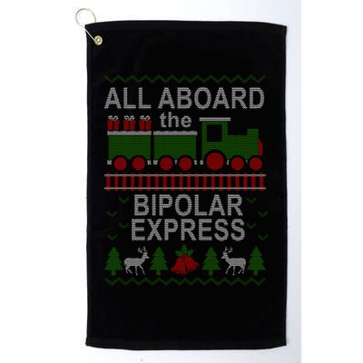 All Aboard The Bipolar Express Ugly Christmas Golf Towel