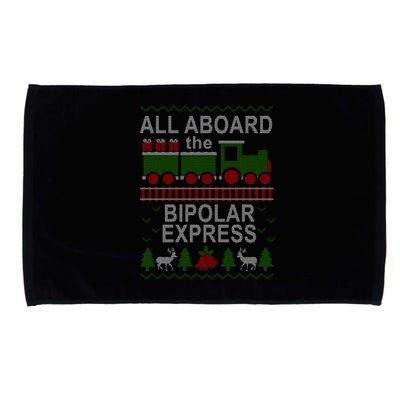 All Aboard The Bipolar Express Ugly Christmas Microfiber Hand Towel