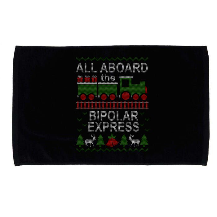 All Aboard The Bipolar Express Ugly Christmas Microfiber Hand Towel