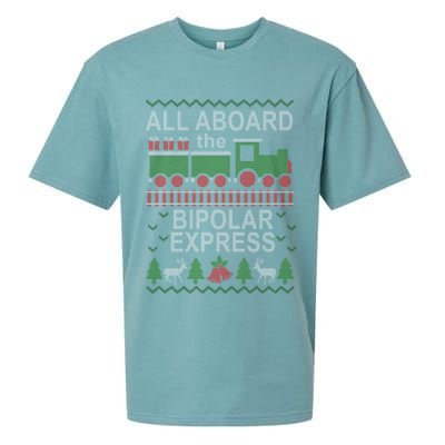 All Aboard The Bipolar Express Ugly Christmas Sueded Cloud Jersey T-Shirt