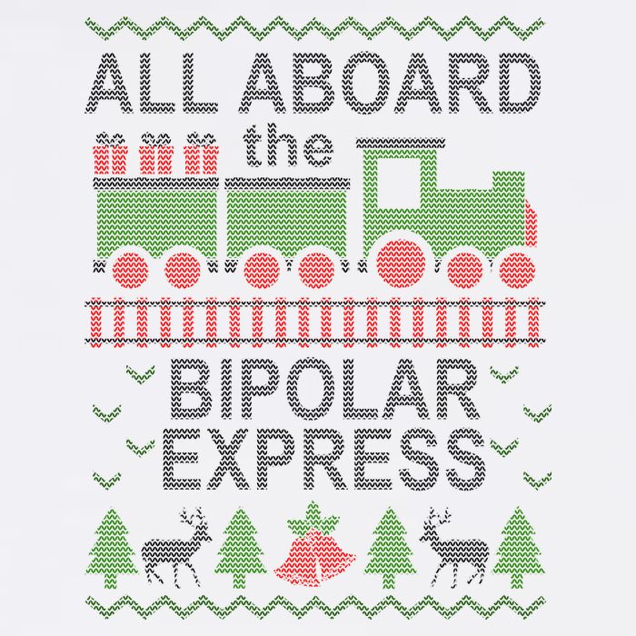 All Aboard The Bipolar Express Ugly Christmas Garment-Dyed Sweatshirt