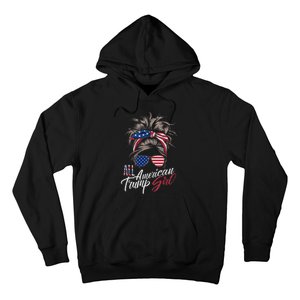 All American Trump Girl Messy Bun Trump Women Supporter 2024 Hoodie