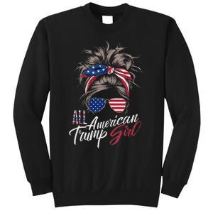 All American Trump Girl Messy Bun Trump Women Supporter 2024 Sweatshirt