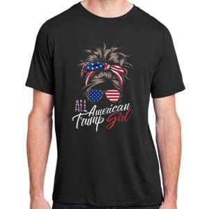 All American Trump Girl Messy Bun Trump Women Supporter 2024 Adult ChromaSoft Performance T-Shirt