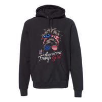 All American Trump Girl Messy Bun Trump Women Supporter 2024 Premium Hoodie