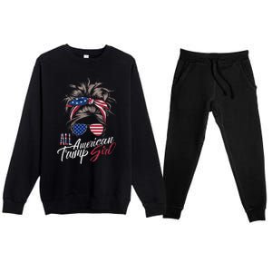 All American Trump Girl Messy Bun Trump Women Supporter 2024 Premium Crewneck Sweatsuit Set