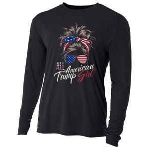 All American Trump Girl Messy Bun Trump Women Supporter 2024 Cooling Performance Long Sleeve Crew