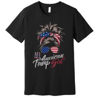 All American Trump Girl Messy Bun Trump Women Supporter 2024 Premium T-Shirt