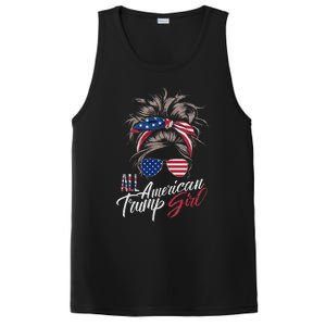 All American Trump Girl Messy Bun Trump Women Supporter 2024 PosiCharge Competitor Tank