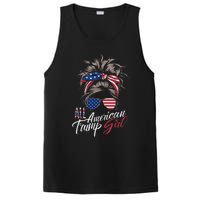 All American Trump Girl Messy Bun Trump Women Supporter 2024 PosiCharge Competitor Tank