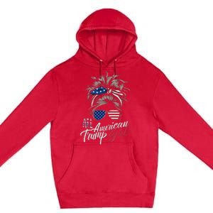 All American Trump Girl Messy Bun Trump Women Supporter 2024 Premium Pullover Hoodie