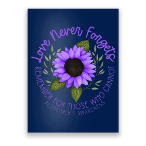 Alzheimer Awareness Tee For Men And Women Purple Sunflower Poster