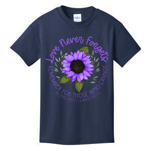 Alzheimer Awareness Tee For Men And Women Purple Sunflower Kids T-Shirt