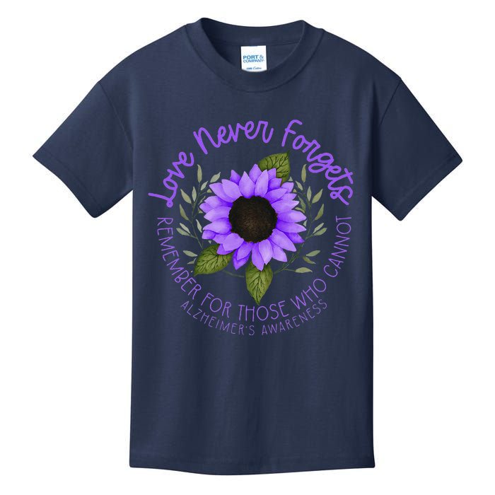 Alzheimer Awareness Tee For Men And Women Purple Sunflower Kids T-Shirt