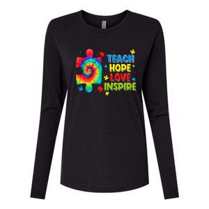 Autism Awareness Teacher Tie Dye Teach Hope Love Inspire Gift Womens Cotton Relaxed Long Sleeve T-Shirt