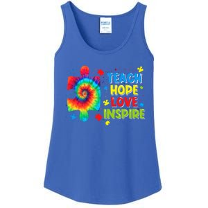 Autism Awareness Teacher Tie Dye Teach Hope Love Inspire Gift Ladies Essential Tank