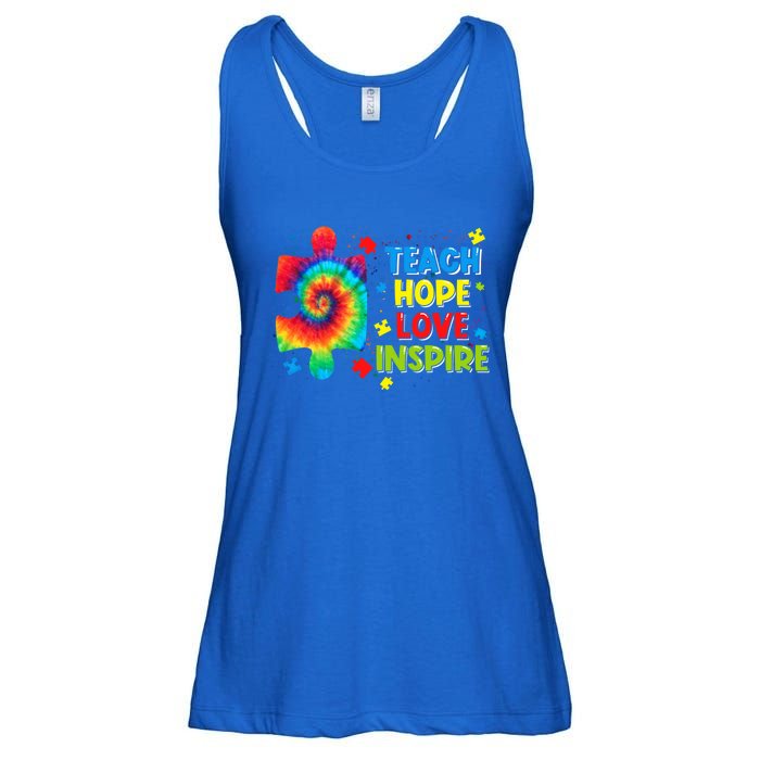 Autism Awareness Teacher Tie Dye Teach Hope Love Inspire Gift Ladies Essential Flowy Tank