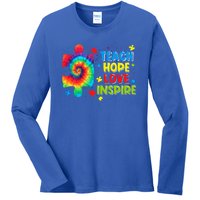 Autism Awareness Teacher Tie Dye Teach Hope Love Inspire Gift Ladies Long Sleeve Shirt