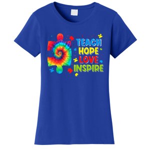 Autism Awareness Teacher Tie Dye Teach Hope Love Inspire Gift Women's T-Shirt