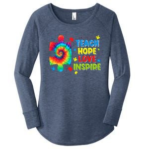 Autism Awareness Teacher Tie Dye Teach Hope Love Inspire Gift Women's Perfect Tri Tunic Long Sleeve Shirt