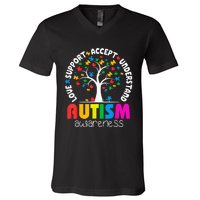 Autism Awareness Teacher Teach Hope Love Inspire V-Neck T-Shirt