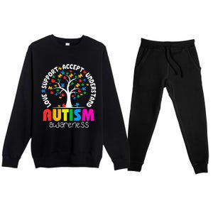 Autism Awareness Teacher Teach Hope Love Inspire Premium Crewneck Sweatsuit Set