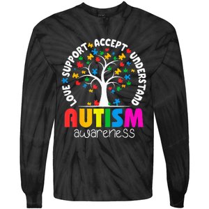 Autism Awareness Teacher Teach Hope Love Inspire Tie-Dye Long Sleeve Shirt