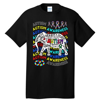 Autism Awareness Teacher Autism Moms And Dads Elephant Tall T-Shirt