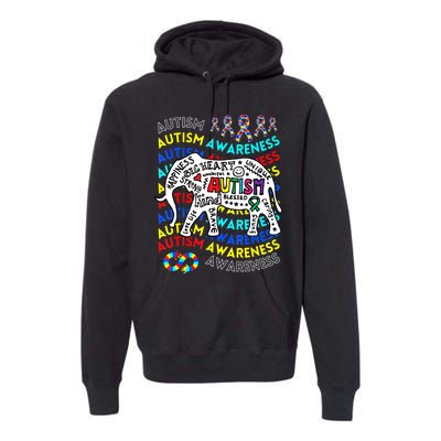 Autism Awareness Teacher Autism Moms And Dads Elephant Premium Hoodie