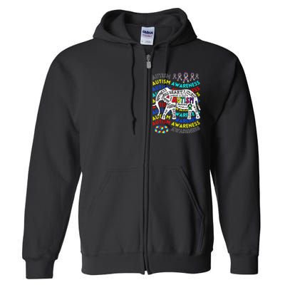 Autism Awareness Teacher Autism Moms And Dads Elephant Full Zip Hoodie