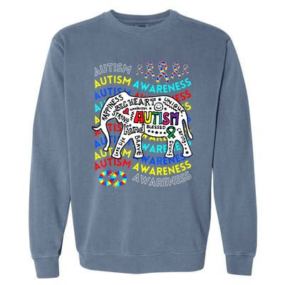 Autism Awareness Teacher Autism Moms And Dads Elephant Garment-Dyed Sweatshirt