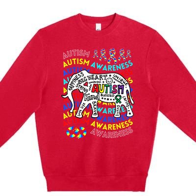 Autism Awareness Teacher Autism Moms And Dads Elephant Premium Crewneck Sweatshirt