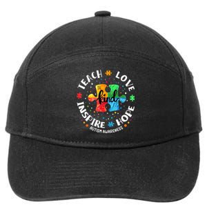 Autism Awareness Teacher Teach Hope Love Inspire 7-Panel Snapback Hat