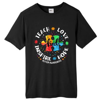 Autism Awareness Teacher Teach Hope Love Inspire Tall Fusion ChromaSoft Performance T-Shirt