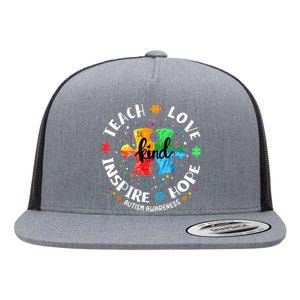 Autism Awareness Teacher Teach Hope Love Inspire Flat Bill Trucker Hat