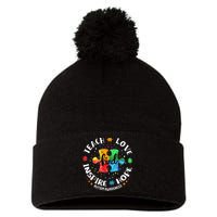 Autism Awareness Teacher Teach Hope Love Inspire Pom Pom 12in Knit Beanie