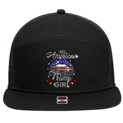 All American Trump Girl Mouth Diamond 7 Panel Mesh Trucker Snapback Hat