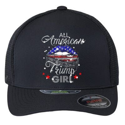 All American Trump Girl Mouth Diamond Flexfit Unipanel Trucker Cap