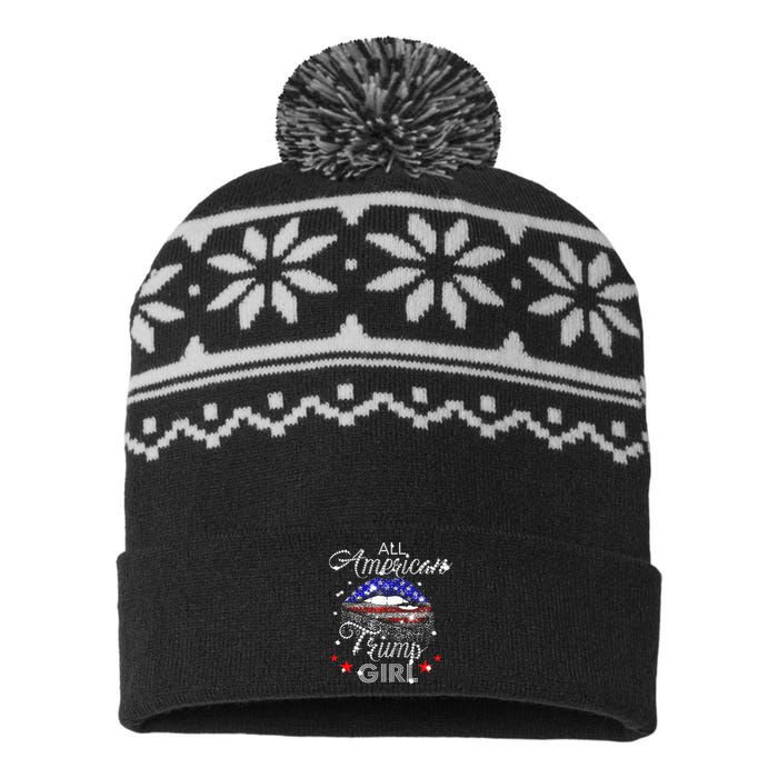 All American Trump Girl Mouth Diamond USA-Made Snowflake Beanie